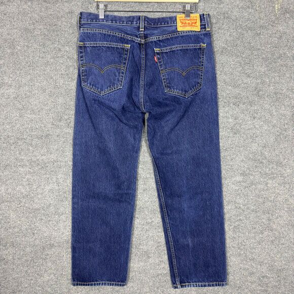 Levi's Other - Levis 505 Men's Jeans 36x30(34x28) Regular Fit Straight Leg Dark Wash Blue Denim